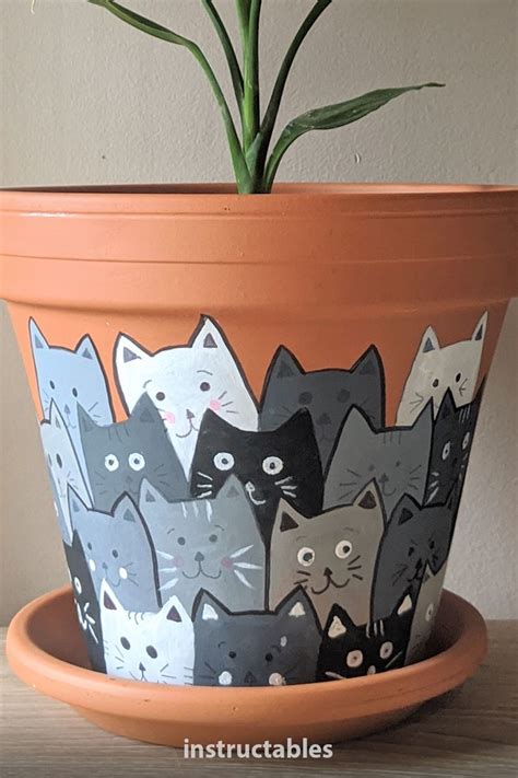 Painted Cats Terracotta Flower Pot Terra Cotta Pot Crafts Diy