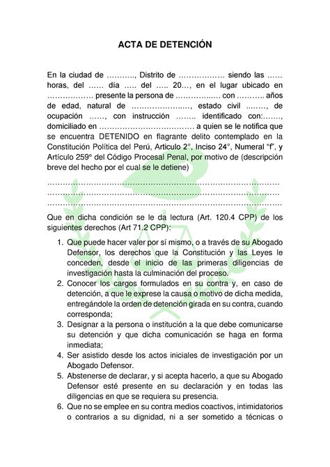 Acta de detencion obra literaria ACTA DE DETENCIÓN En la ciudad de