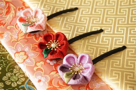 Japanese Cloth Flower Hair Pin Kanzashi Flower Hair Pin