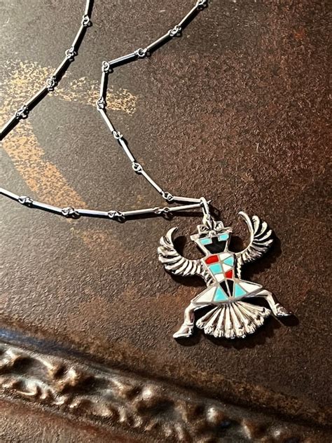 Vintage Knifewing Kachina Pendant Necklace Old Kachi Gem