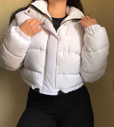 White Cropped Puffer Jacket – Repete