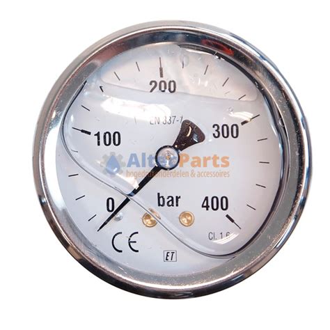 Manometer 0 400 Bar 1 4 achter Ø63 mm Glycerine gevuld