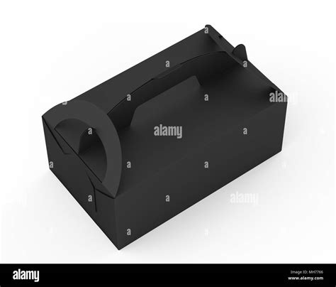 Isolated Black Carton Box With Handle In 3d Illustration On White