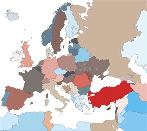 Europe Map With Country Names Vector Illustration Stock Vector