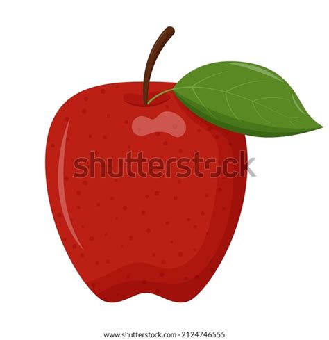 Whole Red Apple Green Leaf Isolated Stock Vector Royalty Free 2124746555 Shutterstock