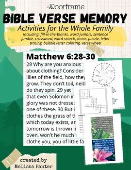 Bible Memory Verse Activities For Matthew 6 The Lilies Of The Field