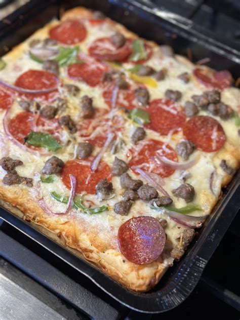 (OC) Motor City Detroit Style Deep Dish Supreme Pizza. 100% real