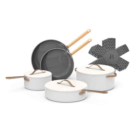 Beautiful 12pc Ceramic Non-Stick Cookware Set, White Icing by Drew ...