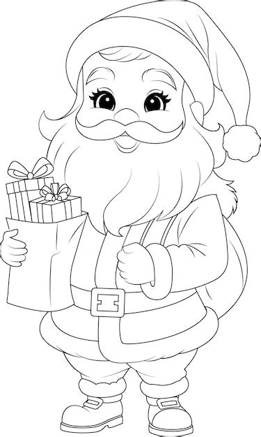 Premium Vector Coloring Page A Jolly Santa Claus With A Sack Full Of