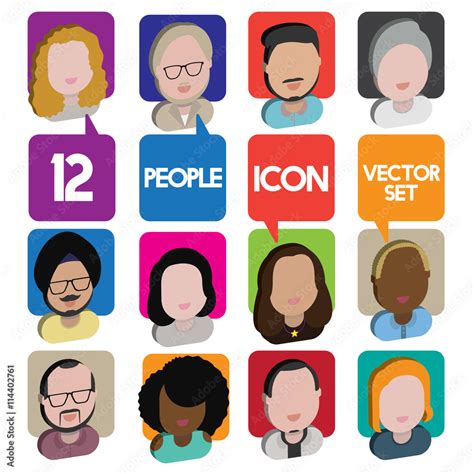 Diversity Interracial Community People Flat Design Icons Concept Stock Illustration | Adobe Stock