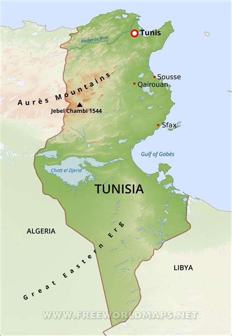 Tunisia Physical Map