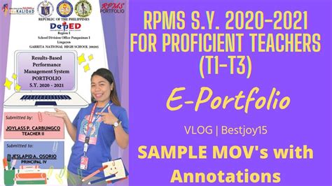 RPMS E PORTFOLIO S Y 2020 2021 Sample MOV S With Annotations Teacher