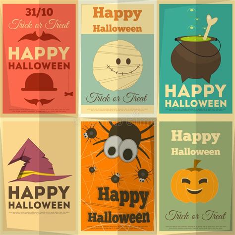 Halloween posters set stock vector. Illustration of postcard - 43636344