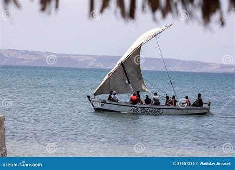 Fishing Boat With A Sail Amoronia Orange Coast Madagascar Editorial