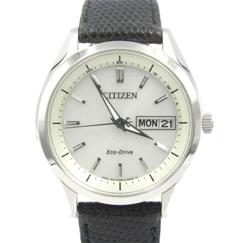 【目立った傷や汚れなし】良品 Citizen シチズン At6060 00a エコドライブ シチズンコレクション 電波ソーラー レザー メンズ