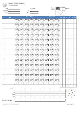 Printable Baseball Score Sheet Templates (Excel, Word, PDF) Best ...