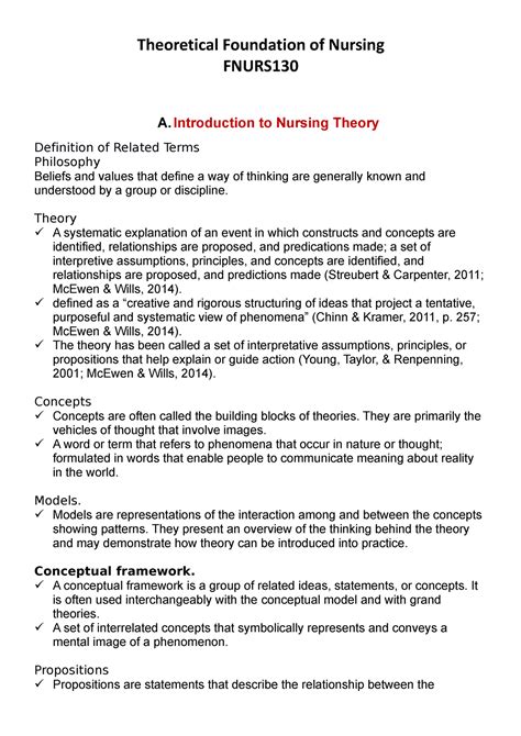 TFN Prelim Notes 2 None Theoretical Foundation Of Nursing FNURS A