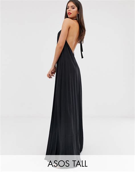 Asos Design Vanessa Backless Halter Pleated Maxi Dress Sale