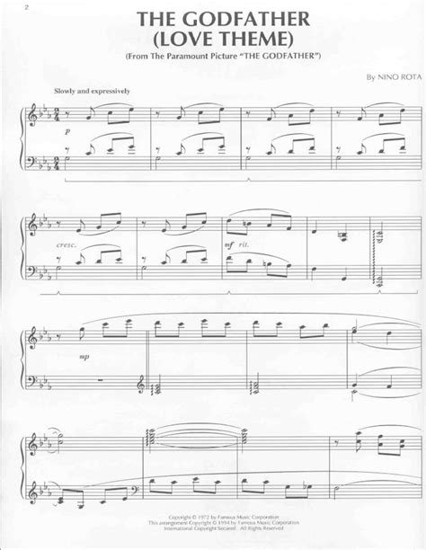 Pdf Music Sheet Nino Rota The Godfather Love Theme For Piano