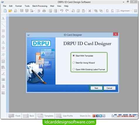 ID Card Design Software screenshots explains steps of designing cards