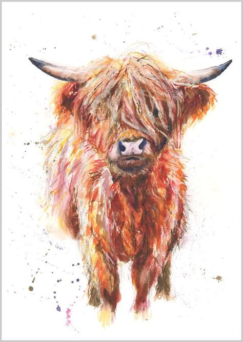 HAMISH Highland Cow PRINT watercolour | Etsy