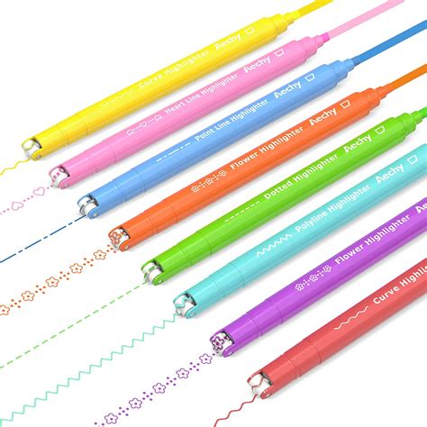 Aechy Pcs Curve Highlighter Pen Set Dual Tip Marker Pens With