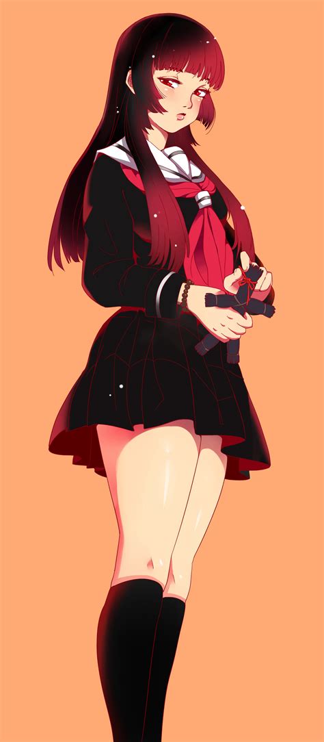 Long Hair Red Eyes Legs Dark Hair Jigoku Shoujo Anime Girls Enma