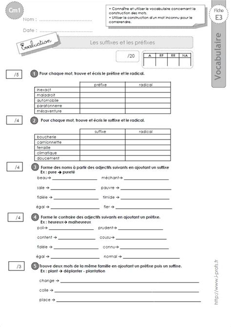 Exercices Vocabulaire Cm1 Les Suffixes Cm1 Exercice Francais Ce2 Hot