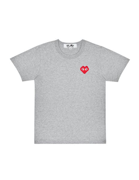 Comme Des GarÇons Play X Invader T Shirt With Heart Patch Grey