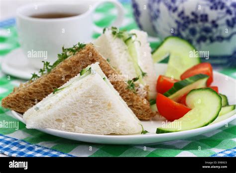 Cream Cheese And Cucumber Sandwiches Stock Photo Alamy