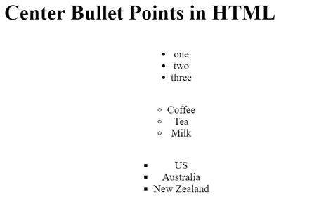 Center Bullet Points In Html Delft Stack