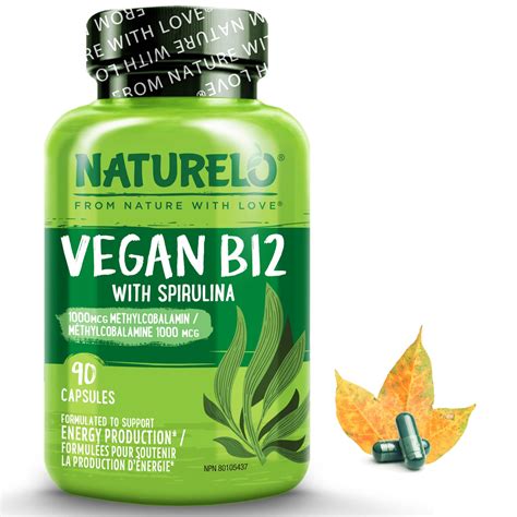 NATURELO Vegan B12 with Organic Spirulina - Vegan Supplement for Energy