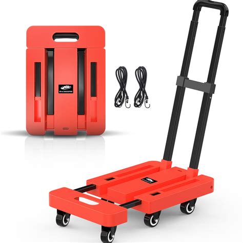 SPACEKEEPER Folding Hand Truck, 500 LB Heavy Duty Luggage Cart, Utility Dolly Platform Cart with ...