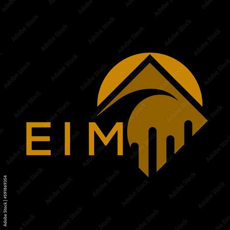 EIM golden color letter logo. EIM golden image on black background ...