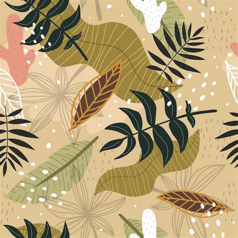 Motif Tropical Sans Soudure Avec Des Feuilles De Plantes Vecteur Premium