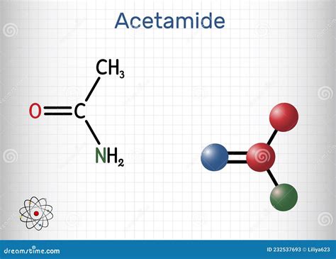 Acetamide Molecule Isolated Molecular Model D Rendering Stock Photo