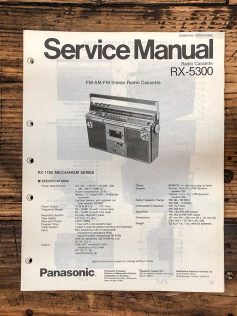 Panasonic Rx 5300 Radio Boombox Service Manual Original Vintage Audio Store Vintage