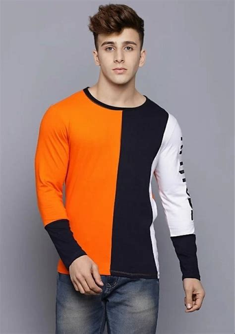 Plain Men Full Sleeves Poly Cotton T Shirt Round Neck At Rs In New