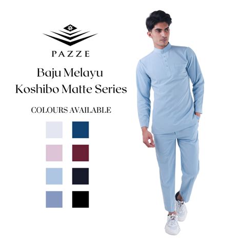 Pazze Baju Melayu Modern Slim Fit Silver Grey Dusty Pink Dusty Blue