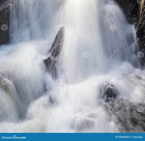 Water Falling Fast From Boulders In Maine Stock Image Image Of