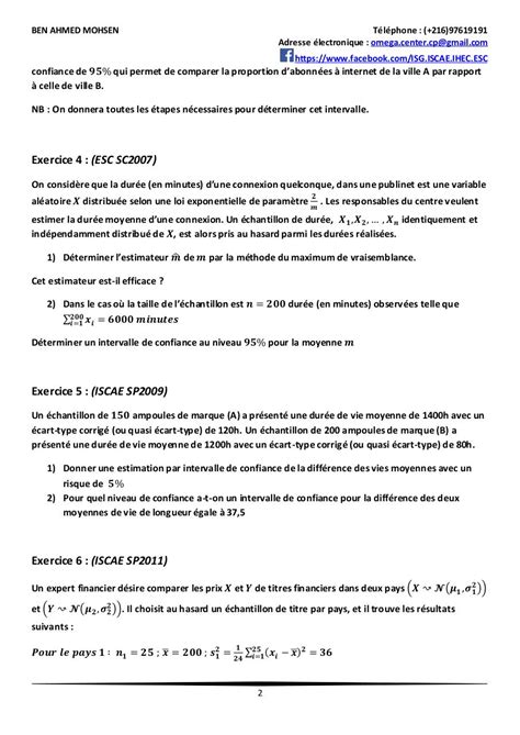 Exercice Corrig D Estimation Par Intervalle De Confiance