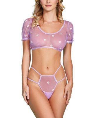 Hauty Women S Sheer Daisy Embroidery Lingerie Set Macy S