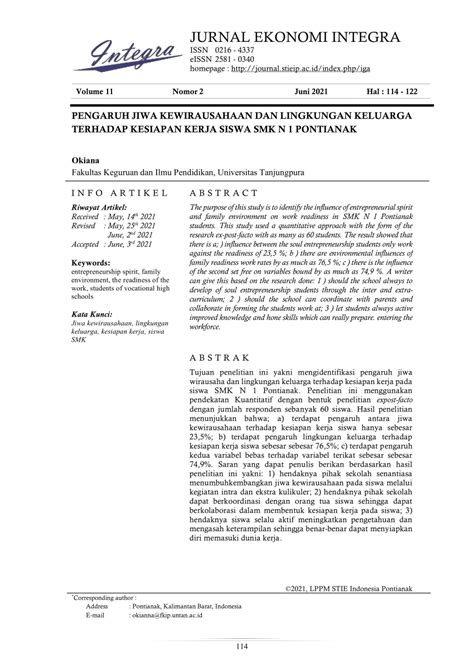 PDF PENGARUH JIWA KEWIRAUSAHAAN DAN LINGKUNGAN KELUARGA TERHADAP