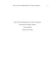 BUS 5111 FInancial Management Unit 5 Written Assignment Pdf BUS 5111