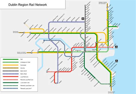 Large Detailed Rail Network Map Of Dublin City Dublin City Large