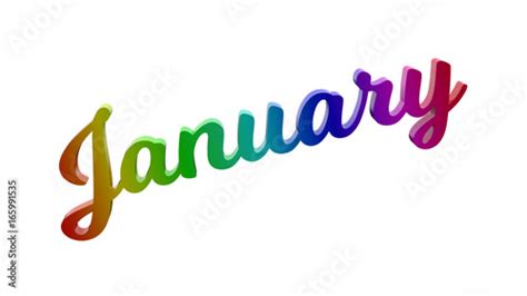 January Month Calligraphic Text Title 3d Letters Colored With Rgb