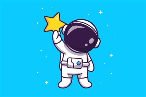 Cute Astronaut Holding Star Cartoon Graphic By Catalyststuff · Creative