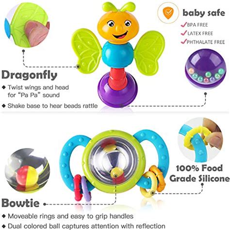 iPlay, iLearn 10pcs Baby Rattle Toys, Infant Shaker, Teether, Grab and ...