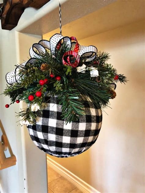 Kissing Ball Farmhouse Decor Christmas Ornament Buffalo Plaid