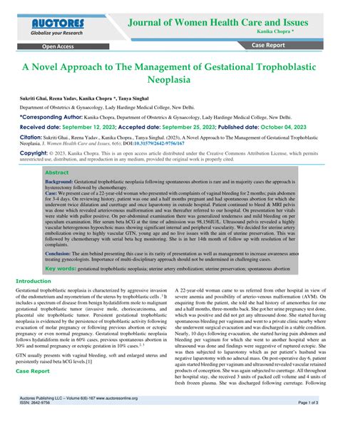 PDF A Novel Approach To The Management Of Gestational Trophoblastic